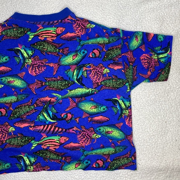 Vintage Columbia Neon Fish AOP T-Shirt: One Size - Picture 5 of 9